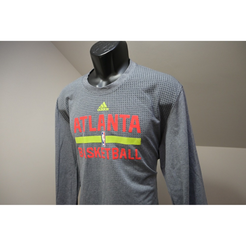 Adidas Long Sleeve Shirt Mens XXL Gray Atlanta Basketball NBA Aeroknit Excellent